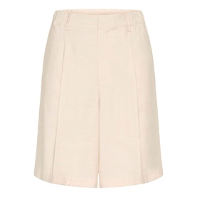 Kaffe wide-leg shorts in Feather Gray Melange with front pleats, elasticated waistband, and side pockets