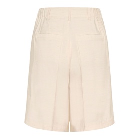 Kaffe Feather Gray Melange tailored shorts, rear view showing elasticated waistband, back welt pocket and front pleats.