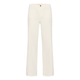 Kaffe chalk wide-leg trousers with patch pockets and straight hem, no model