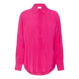Kaffe beetroot purple relaxed-fit shirt with classic collar, button-front placket and cuffed long sleeves