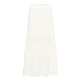 Kaffe chalk white maxi skirt with tiered hem and elasticated waistband, floor-length silhouette