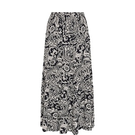 Maxi Smocked Paisley Flared Skirt
