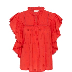 Fiona Eyelet Frilled Top