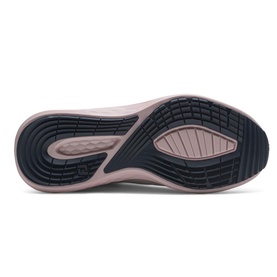 Footjoy women's golf shoe sole in white, navy and pink with textured rubber traction pattern and ridged flex grooves.