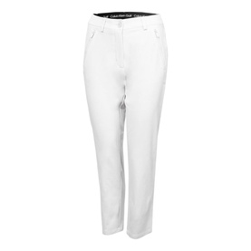 Calvin Klein Golf white women's trousers with elasticated waistband, slim straight leg cut, flat front finish