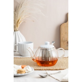 Luxe Glass Teapot White 1L
