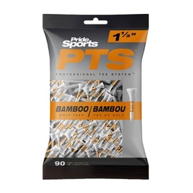 Pride Sports PTS Bamboo Golf Tees 1.5 inch, pack of 90, in resealable white and orange branded bag