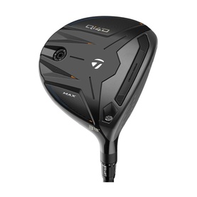 TaylorMade Qi10 MAX Fairway Wood in black with copper accents, featuring aerodynamic crown design and graphite shaft