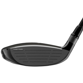 TaylorMade Fairway Wood golf club in black, showing Twist Face clubhead from front angle with dark graphite shaft