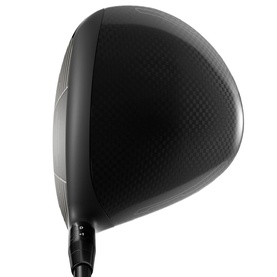 Callaway golf driver with matte black carbon fibre crown, dark clubhead and graphite shaft, shown from front angle.