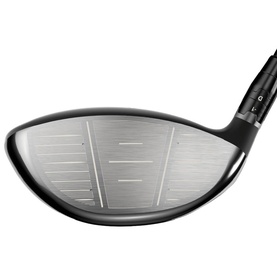 Callaway golf driver with silver textured clubface, black crown, and hosel detail shown at address angle.