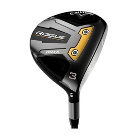 Callaway Rogue ST Max 3 Fairway Wood in dark grey and gold, number 3 head with 15&deg; loft and black shaft