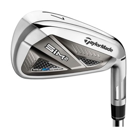 TaylorMade SIM 2 Max 6 Graph Irons Right Hand, silver stainless steel iron with Cap Back design and graphite shaft