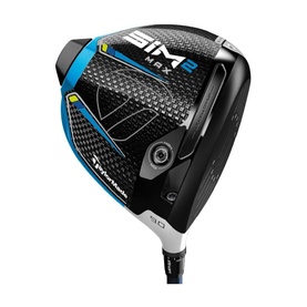 TaylorMade SIM2 Max driver with carbon crown, blue and black colourway, showing 9 degree loft marking on hosel