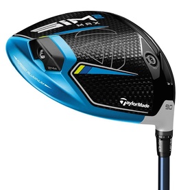 TaylorMade SIM2 Max driver in blue and black, 9.0 loft, with carbon crown and blue shaft