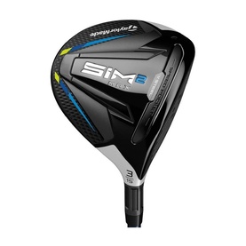 TaylorMade SIM2 fairway wood in black and blue colourway with graphite shaft, angled product view