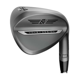 Titleist Vokey Design SM9 wedge in dark gunmetal finish with milled face grooves and branded hosel detail