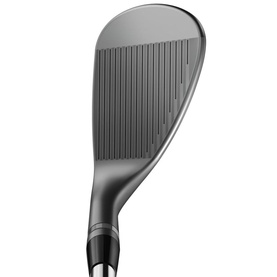 Titleist golf wedge in dark gunmetal finish, showing grooved club face and hosel detail against white background.