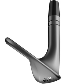 Titleist SM10 golf wedge in dark gunmetal finish, showing hosel and sole detail with engraved branding