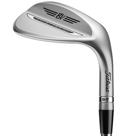 Titleist SM10 golf wedge in brushed chrome finish, showing blade face and hosel detail against white background