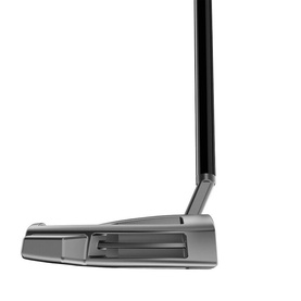 TaylorMade putter in dark gunmetal finish, blade-style head with single shaft neck, shown in profile view