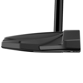 TaylorMade putter in all-black finish, mallet-style head with clean lines, shown from front angle on white background