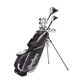 MacGregor Junior Golf Set in black and silver with stand bag and full club set including woods, irons and putter