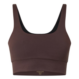 Varley Sports Bra in Coffee Bean, scoop neckline, wide shoulder straps, elasticated underband, smooth stretch fabric