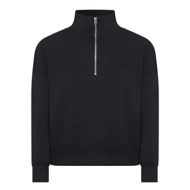 Varley black quarter-zip sweatshirt with high neck, ribbed cuffs and hem, in a relaxed fit