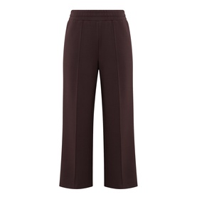 Varley Coffee Bean wide-leg cropped trousers with pintuck seams and elasticated waist in stretch viscose blend
