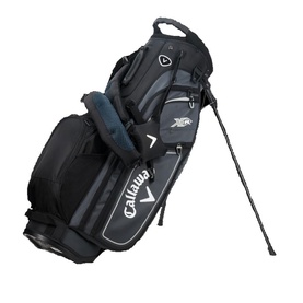 Callaway XR Stand Golf Bag in black and charcoal with dual carry straps and retractable stand legs visible