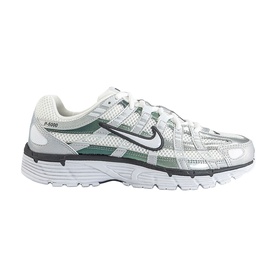 Nike P-6000 trainers in white and dark green, mesh and synthetic upper, chunky white sole, no model
