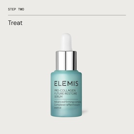Elemis Pro-Collagen Future Restore Serum in teal glass dropper bottle, part of the Power of Pro-Collagen Discovery Collection skincare set