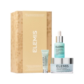 Elemis Pro-Collagen Revitalise & Rejuvenate Routine skincare set with gold gift box, serum, cream, and eye gel