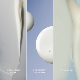 Elemis Pro-Collagen Revitalise & Rejuvenate Routine skincare set showing three textures: ultra-light cream, lightweight gel-cream, and silky fluid