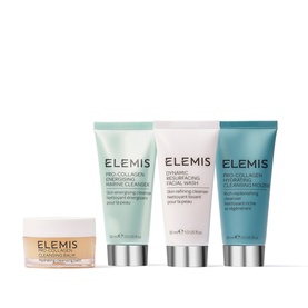 Elemis Double Cleanse Starter Collection featuring cleansing balm and three travel-size cleansers, skincare gift set