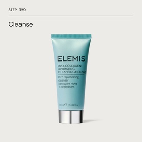 Elemis Double Cleanse Starter Collection Pro-Collagen Hydrating Cleansing Mousse tube in teal, Step Two Cleanse