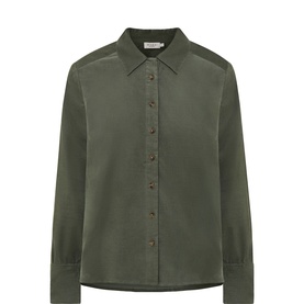 Masai Beetle green cotton shirt with classic collar, button-front fastening, and long sleeves with cuffed hem