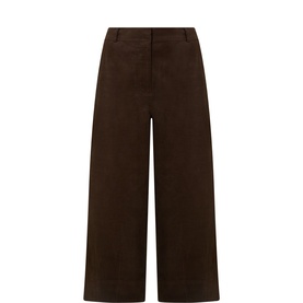 Masai Slate Black wide-leg cropped corduroy trousers with high waist and concealed zip fastening, 100% cotton