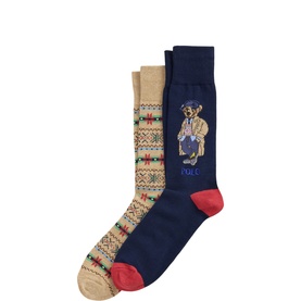 Two-Pack Teddy Bear Logo Socks