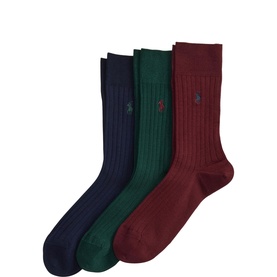 Three-Pack Pony Logo Ribbed Trouser Socks