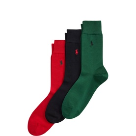 Three-Pack Pony Logo Crew Socks