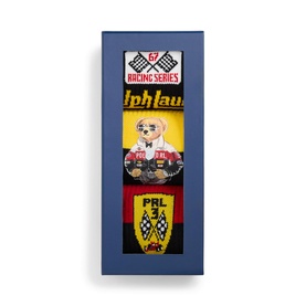 Ralph Lauren Racing Series Socks Multi Pack in multicolour, three-pair gift set in navy presentation box with Polo Bear and PRL motifs