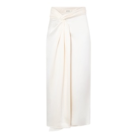 Rohe ivory maxi skirt with twist-knot waist detail and draped front panel, in lightweight polyester fabric
