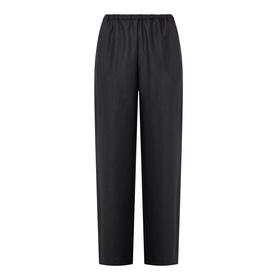 Rohe Wide Leg Trousers in Anthracite Melane, 100% wool, elasticated waistband, wide-cut legs with side pockets