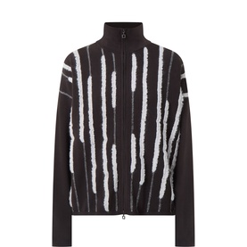 Abstract Striped Zip Cardigan
