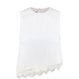 Asymmetric Lace Trim Top