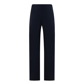 Vince navy wide-leg trousers in Naia&trade; acetate blend, featuring a clean waistband and straight silhouette