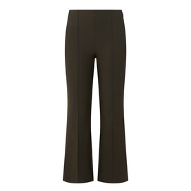 Vince khaki flared trousers with seam front detail, cropped length, in cotton-blend fabric