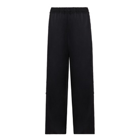 Vince black wide-leg trousers with elasticated waistband and contrast nylon side details, rayon blend fabric